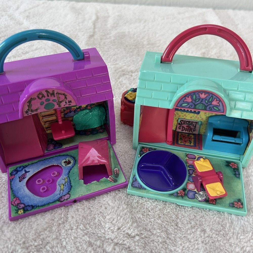 2 Vintage 1995 Pound Puppies Hideaway Mini Carry & Go Playset Galoob NO PUPS